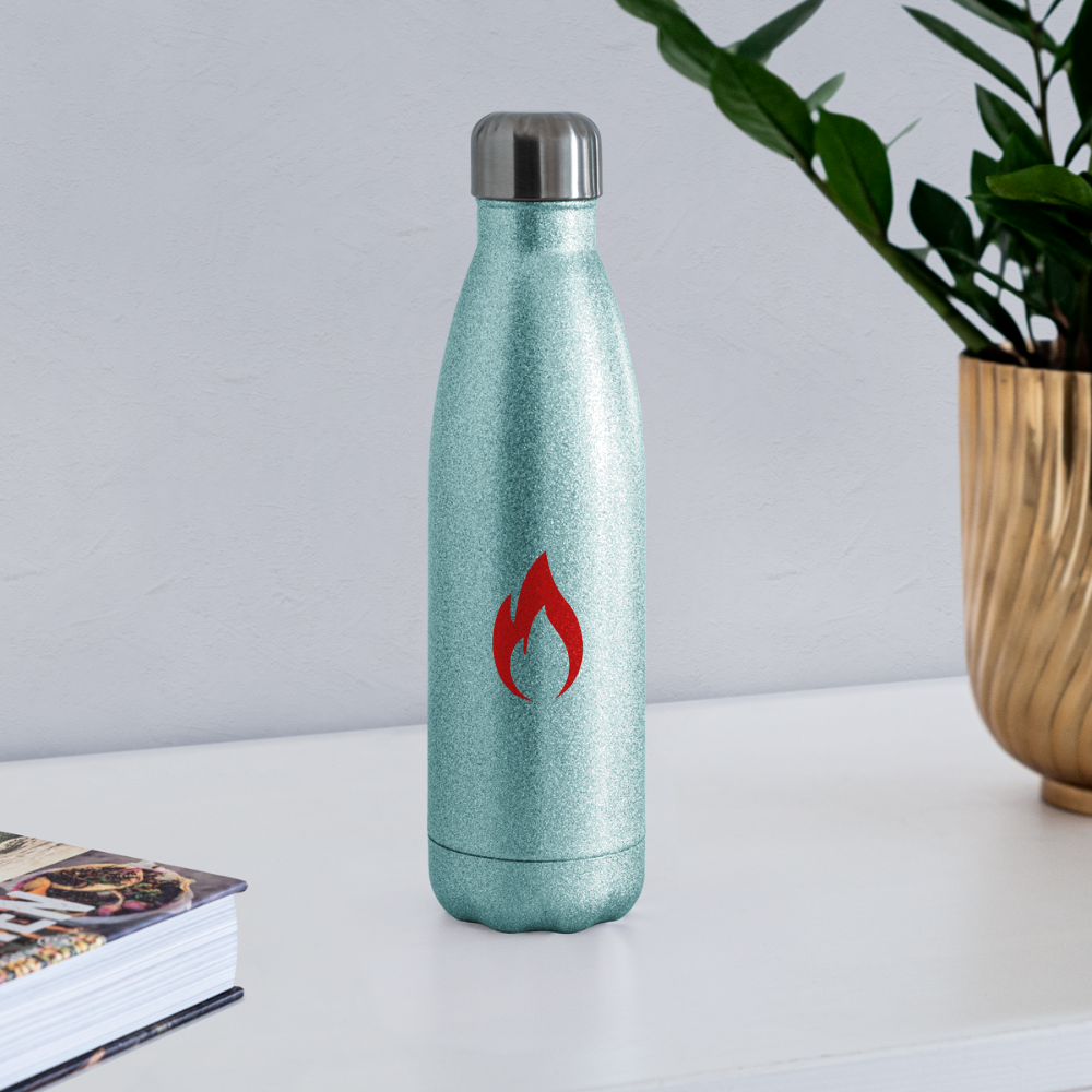 Insulated Stainless Steel Water Bottle - turquoise glitter