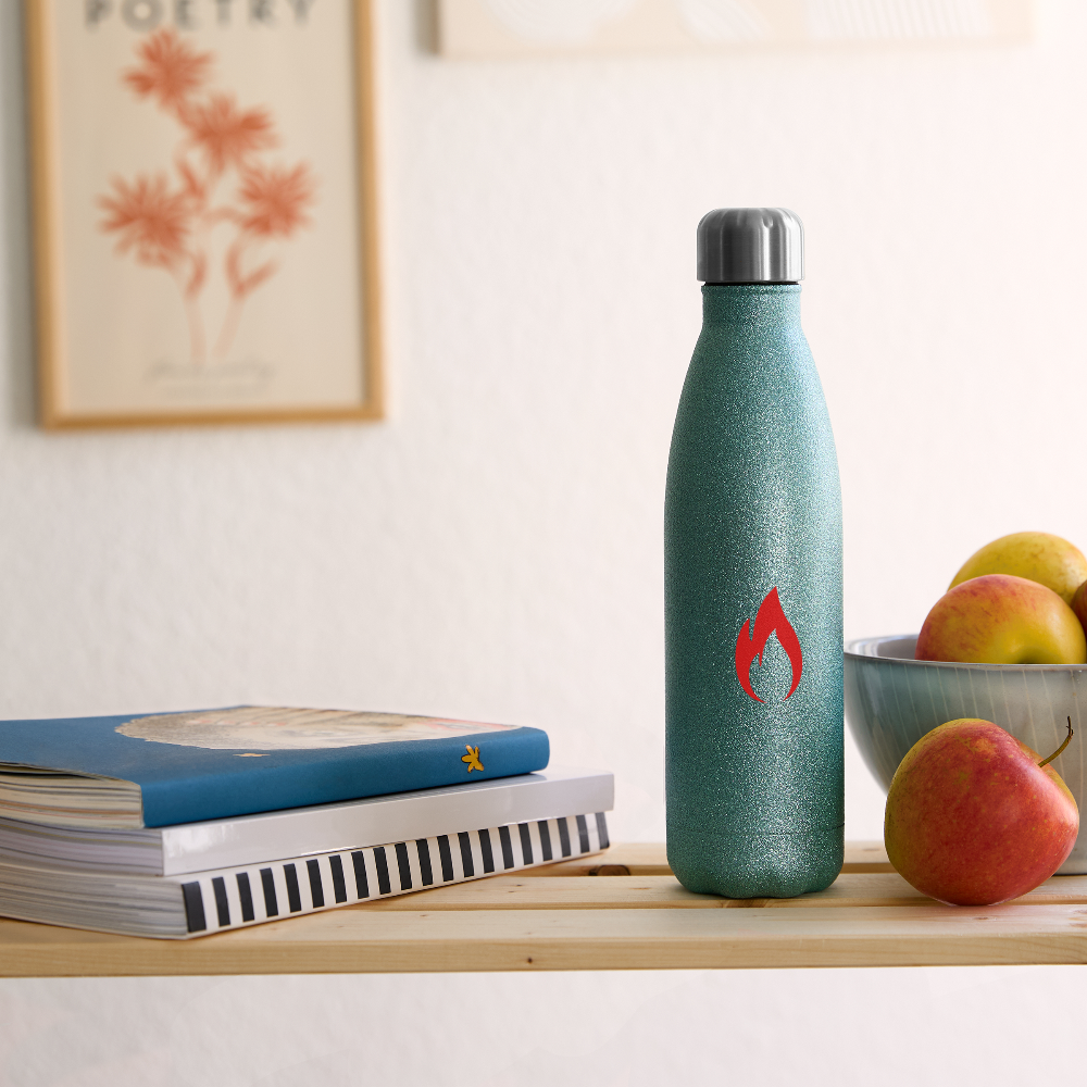 Insulated Stainless Steel Water Bottle - turquoise glitter