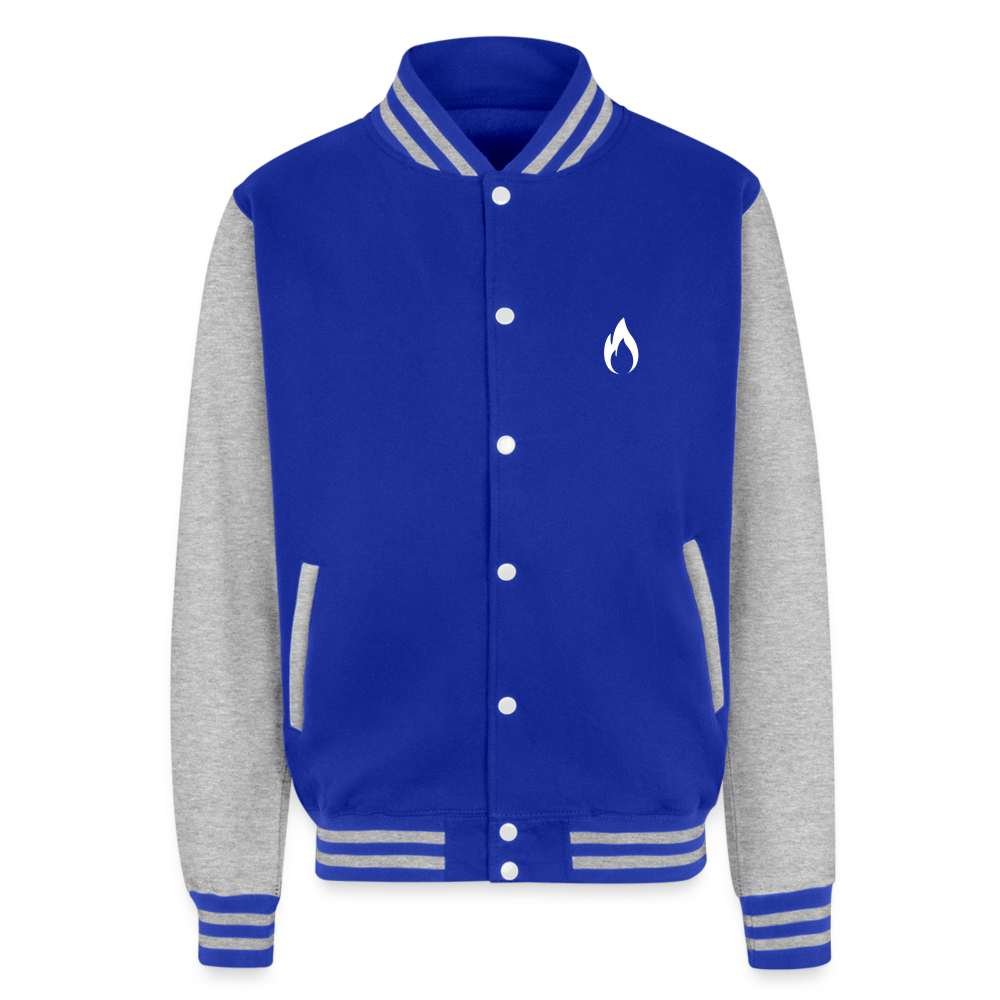 Just Hoods Heavyweight Letterman Jacket - royal/heather grey