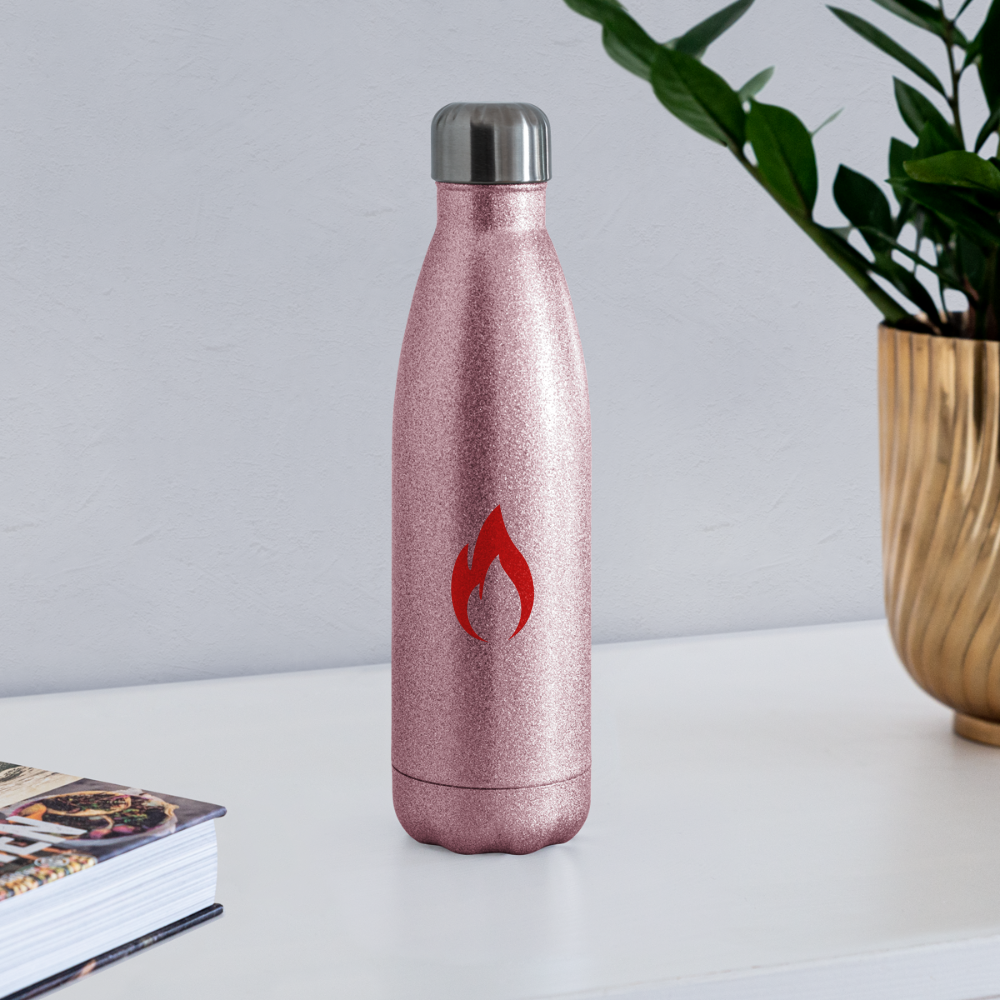 Insulated Stainless Steel Water Bottle - pink glitter