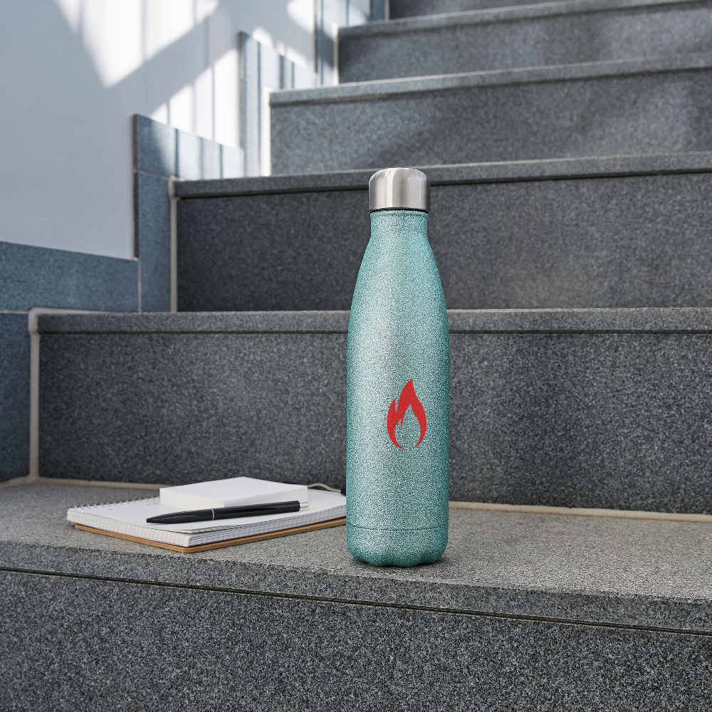 Insulated Stainless Steel Water Bottle - turquoise glitter