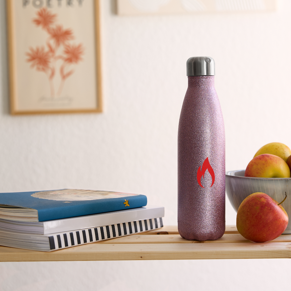 Insulated Stainless Steel Water Bottle - pink glitter