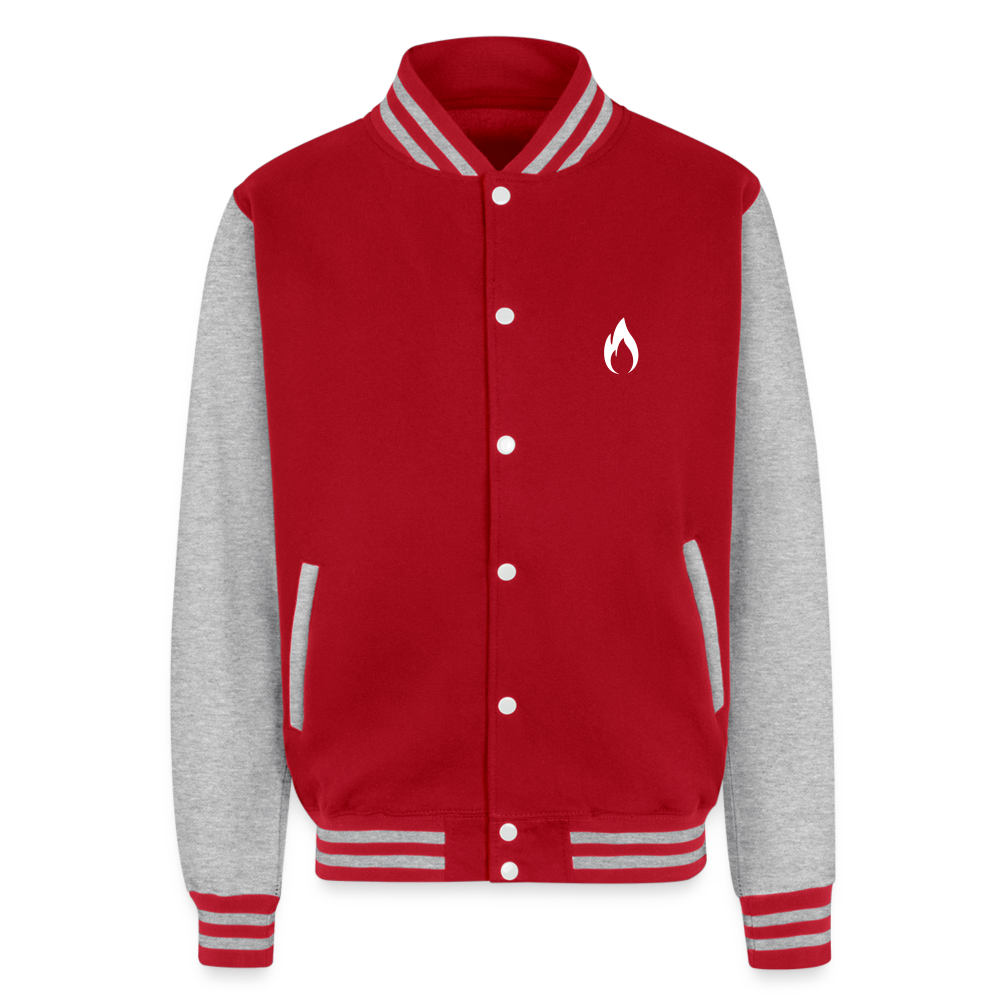 Just Hoods Heavyweight Letterman Jacket - red/heather grey