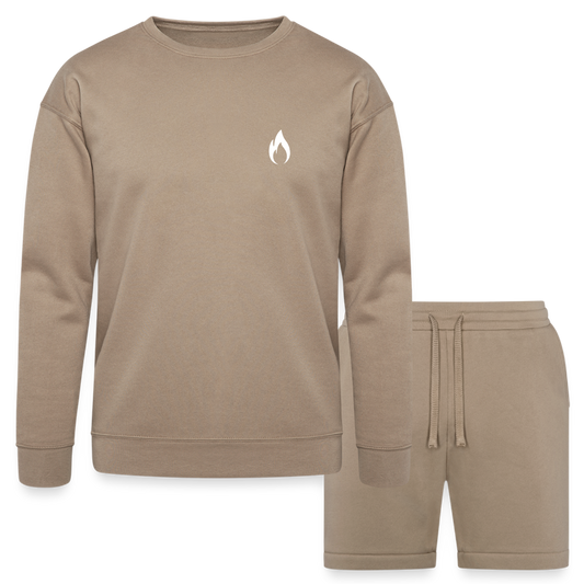 Bella + Canvas Unisex Sweatshirt & Short Set - tan