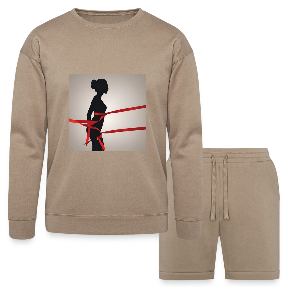 Bella + Canvas Unisex Sweatshirt & Short Set - tan