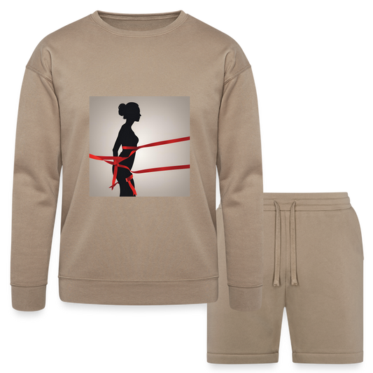 Bella + Canvas Unisex Sweatshirt & Short Set - tan