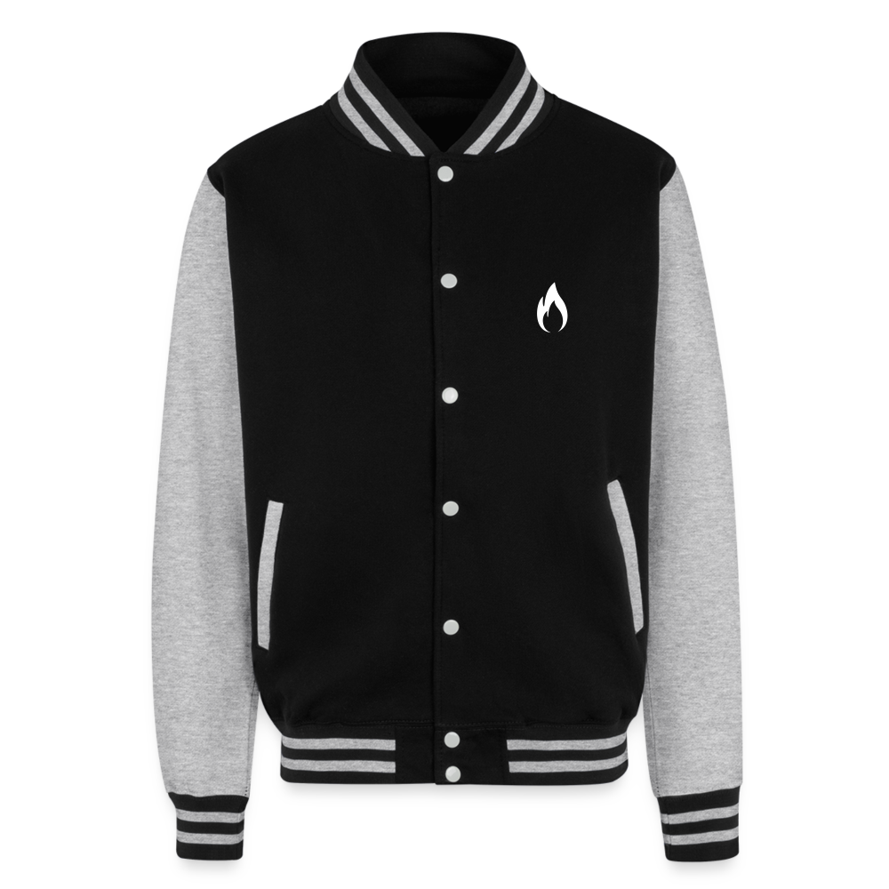 Just Hoods Heavyweight Letterman Jacket - black/heather grey