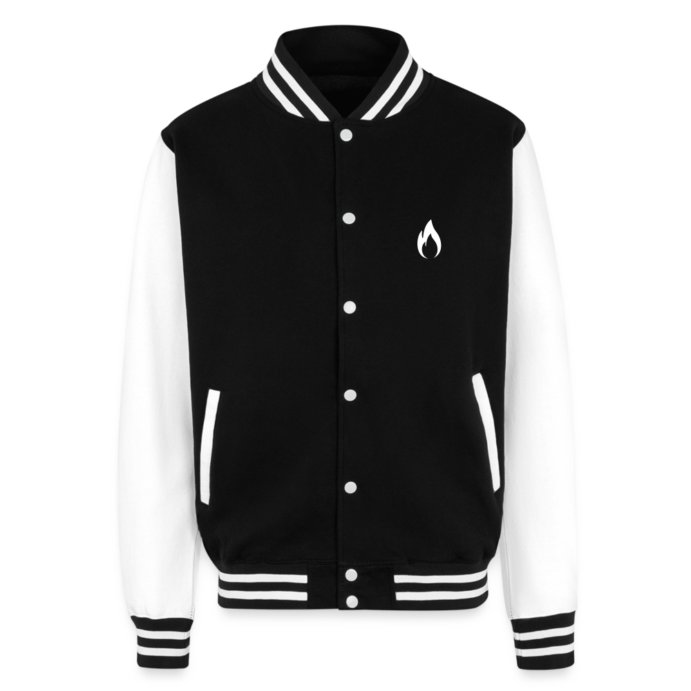 Just Hoods Heavyweight Letterman Jacket - black/white